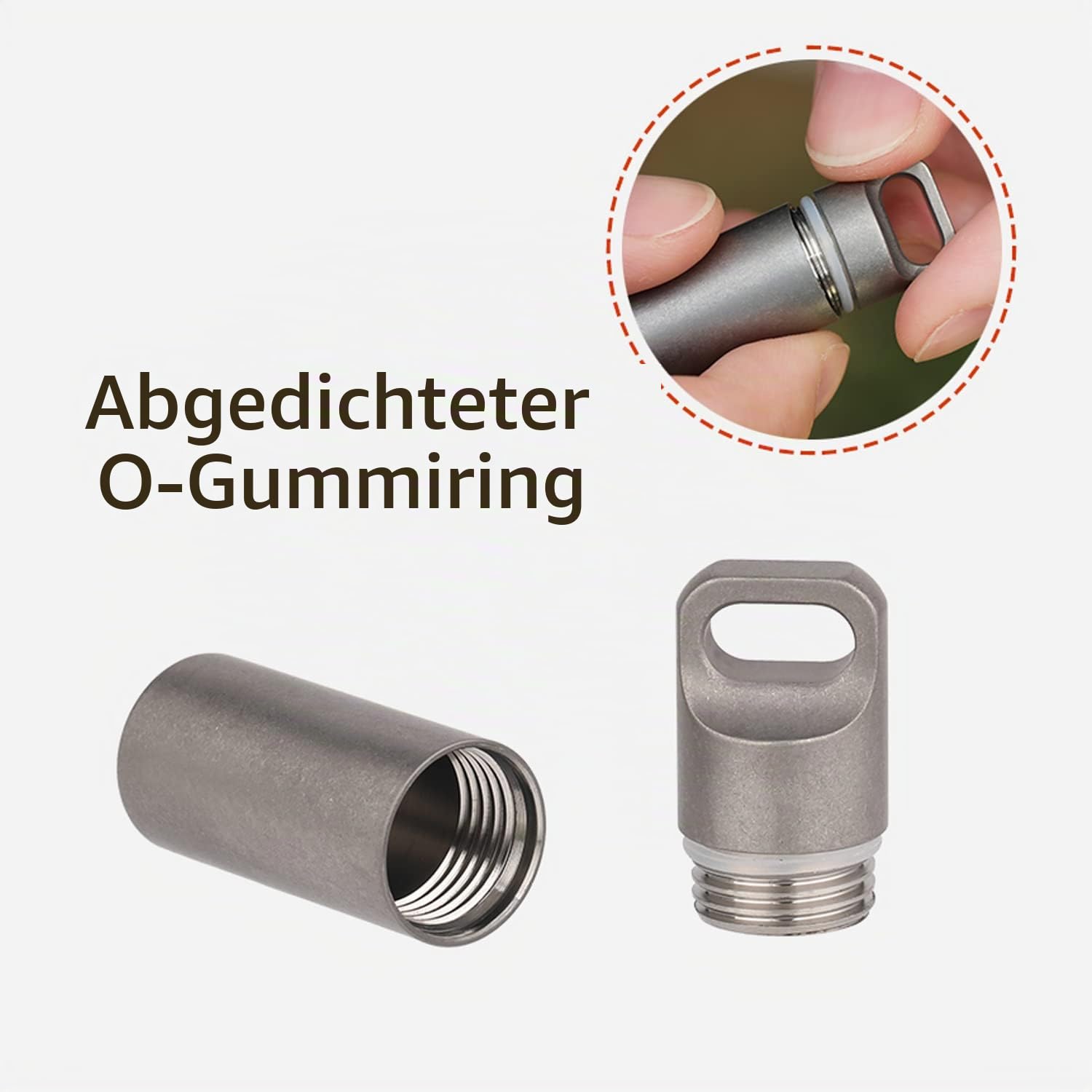 Pillendose Wasserdicht Outdoor EDC Tablettendose für Unterwegs, Titan Lichtgeschützt Metall Tablettenbox, Tragbar Kompakt Reise Pillenbehälter Halskette Anhänger, Notfall Kapsel Pillenbox
