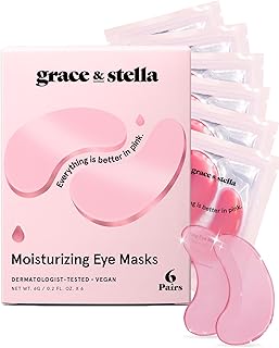 grace & stella Award Winning Under Eye Mask - Reduce Dark Circles, Puffy Eyes, Undereye Bags, Wrinkles - Gel Under Eye Patches - Gifts for Women Under 10 Dollars - Vegan Cruelty-Free (Pink, 6 Pairs)