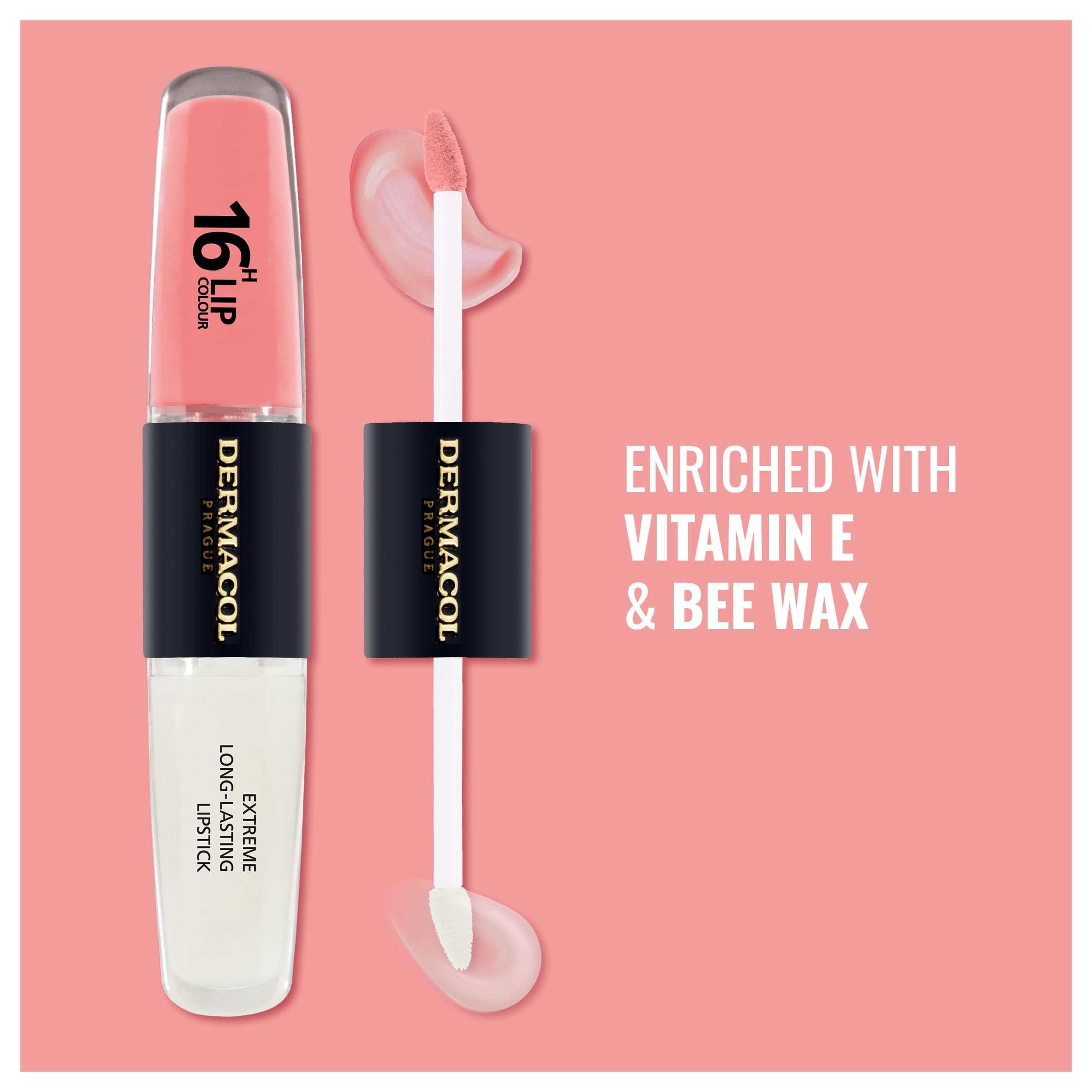 NEW Dermacol, 16-Hour Lip Colour, Highly Pigmented Glossy Lip Stain, Two-Phase Lip Plumper Gloss - Image 3