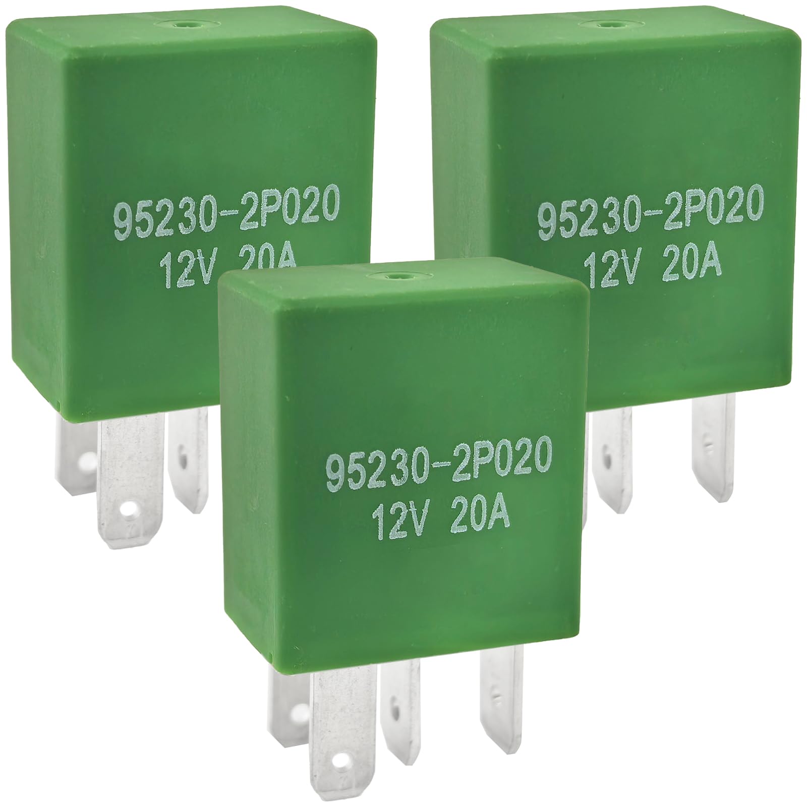 95230-2P020 Relay (3-Pack) 12V 20A 4-Pin SPST Automotive Relay Compatible with Hyundai Elantra Sonata Santa Fe, Kia Optima Forte Sorento, Replaces