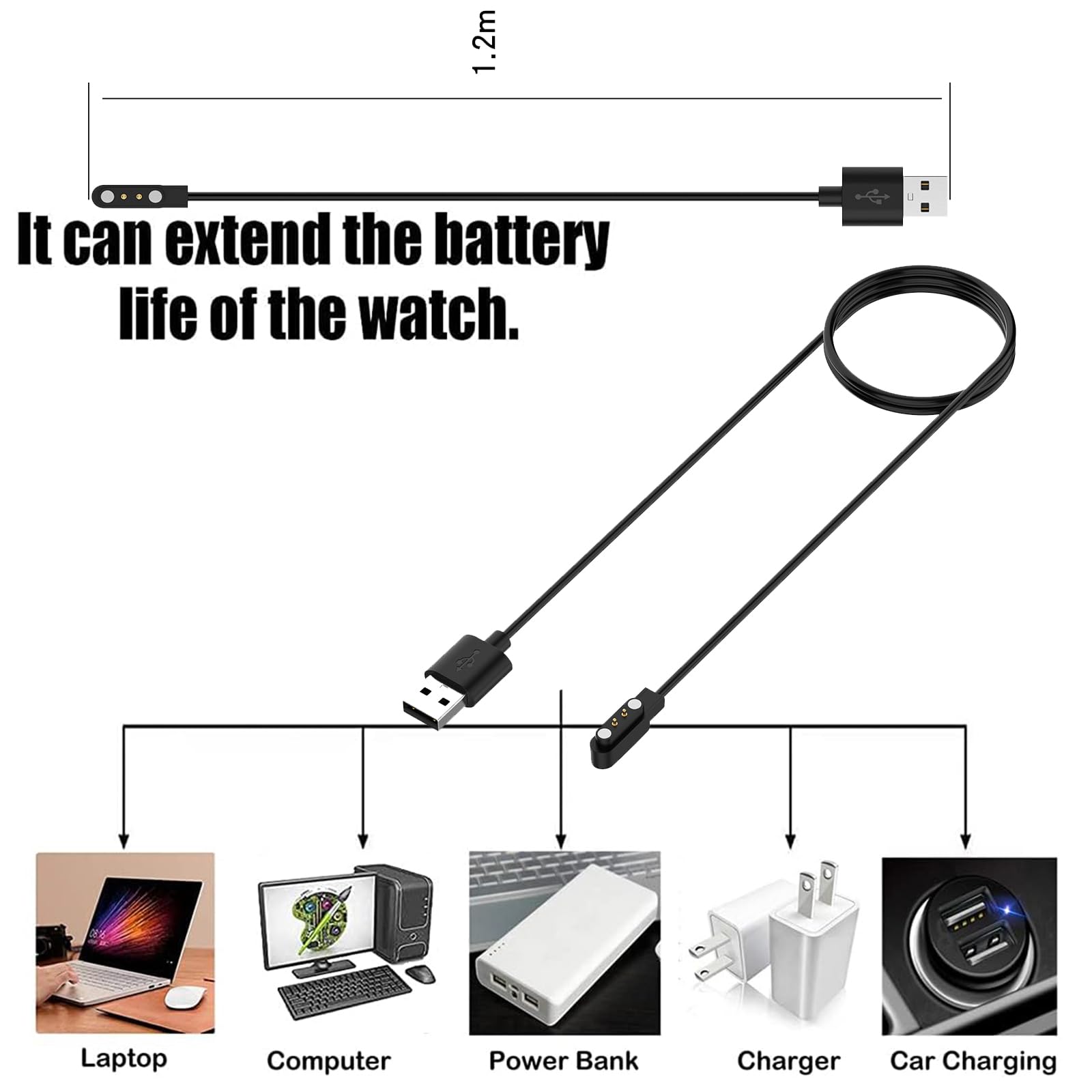 KZIOACSH Charger Cable for CMF Watch 3 Pro/CMF by Nothing Watch Pro 2/Watch Pro 1 - Image 3