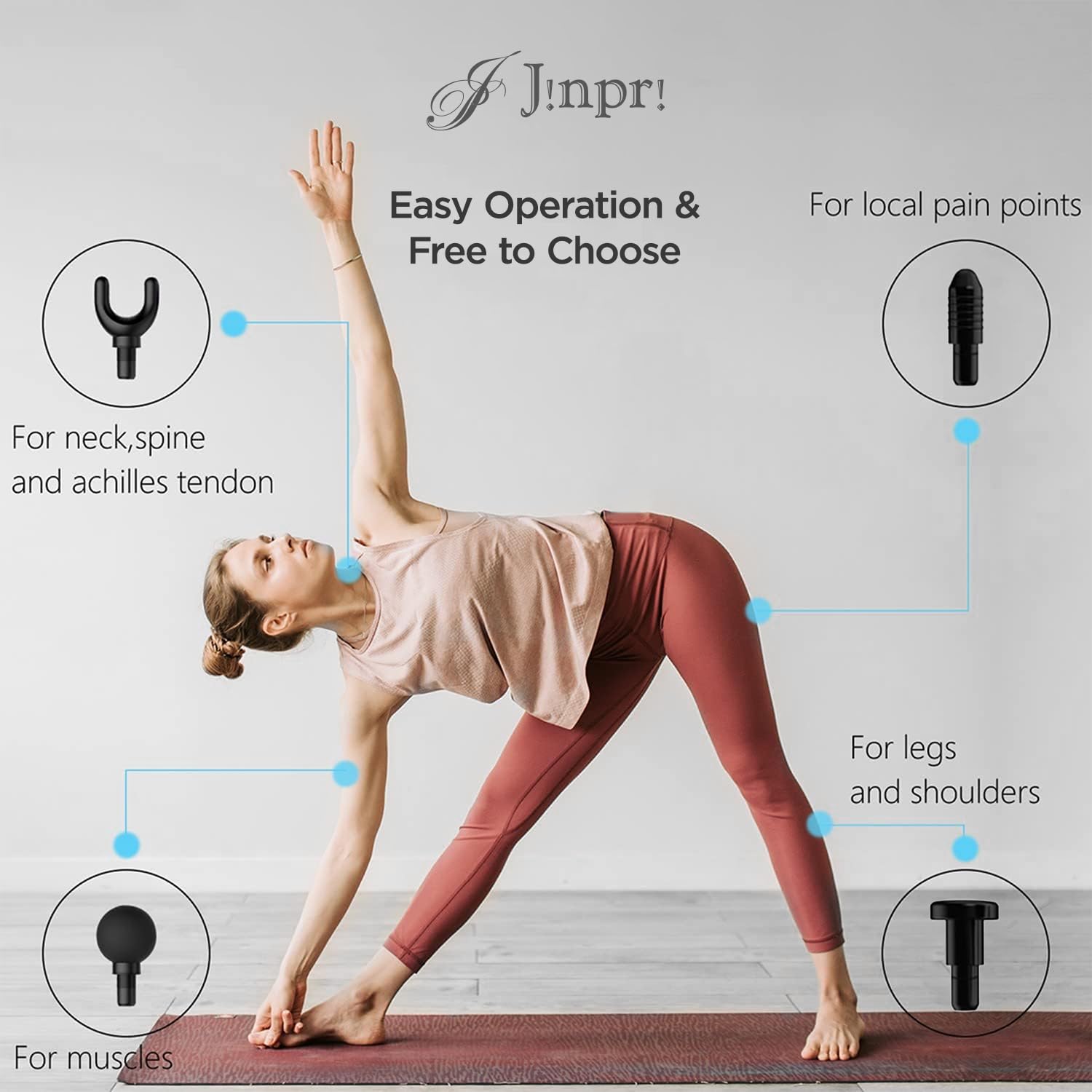 JINPRI Gun Massager For Pain Relief-Massage Gun Machine For Fully Body-Gun Massager Rechargeable With 6 Speed Setting For Muscle Massage Of Back,Neck,Shoulder,Hand,Foot&Leg For Daily Use (DOUBLE-HEAD) 2