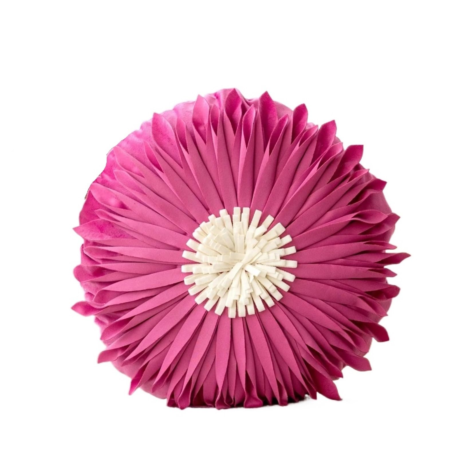 LCKKJHG Velvet 3D Three-dimensional Chrysanthemum Cushion Cover Manual Splice Pillowcase White Round Pillow Covers(Red)