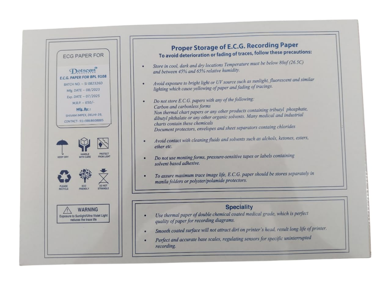 ECG PAPER FOR BPL 9108. PACK OF 2 PACKETS.-image-42