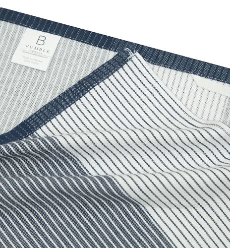 Image of Premium Kitchen Towels 100% Cotton 20 inchx28 inch 6-Pack - Blue | Large 238 GSM yarn dyed flat woven 100% cotton kitchen towel set for lightweight absorbent everyday drying