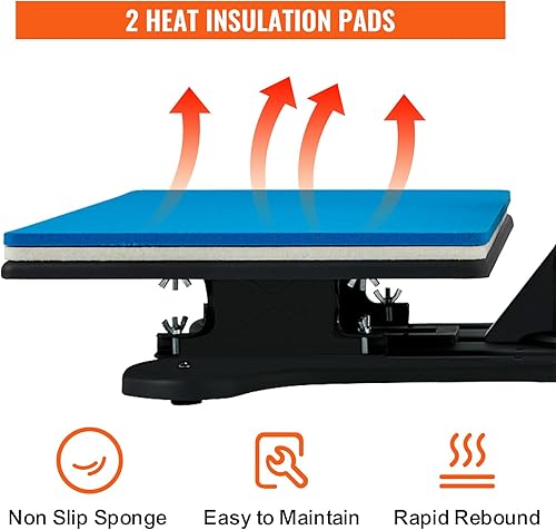 Miniatura 9 de VEVOR Prensa de calor, máquina de prensa de calor 5 en 1 de 12 x 15 pulgadas, prensa de calor digital multifuncional por sublimación, rotación de