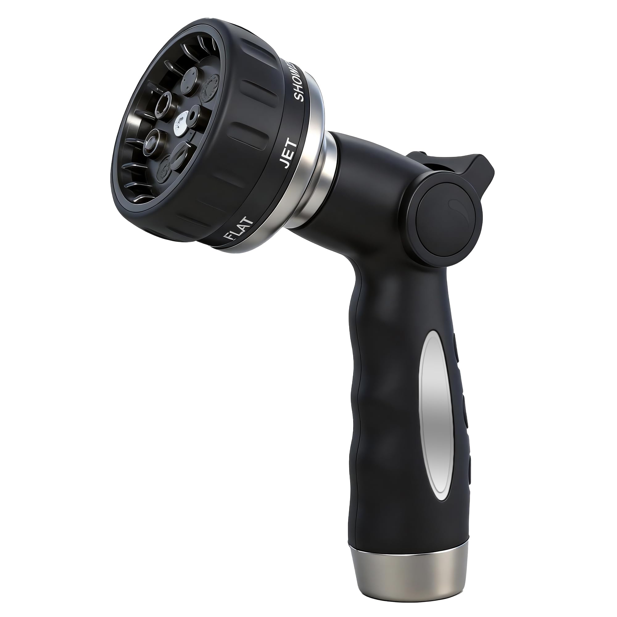 Lawn Social Hose Pipe Spray Gun Metal High Pressure Adjustable Garden Hose Nozzle for Car Wash, Patio & Plant Watering (Black)