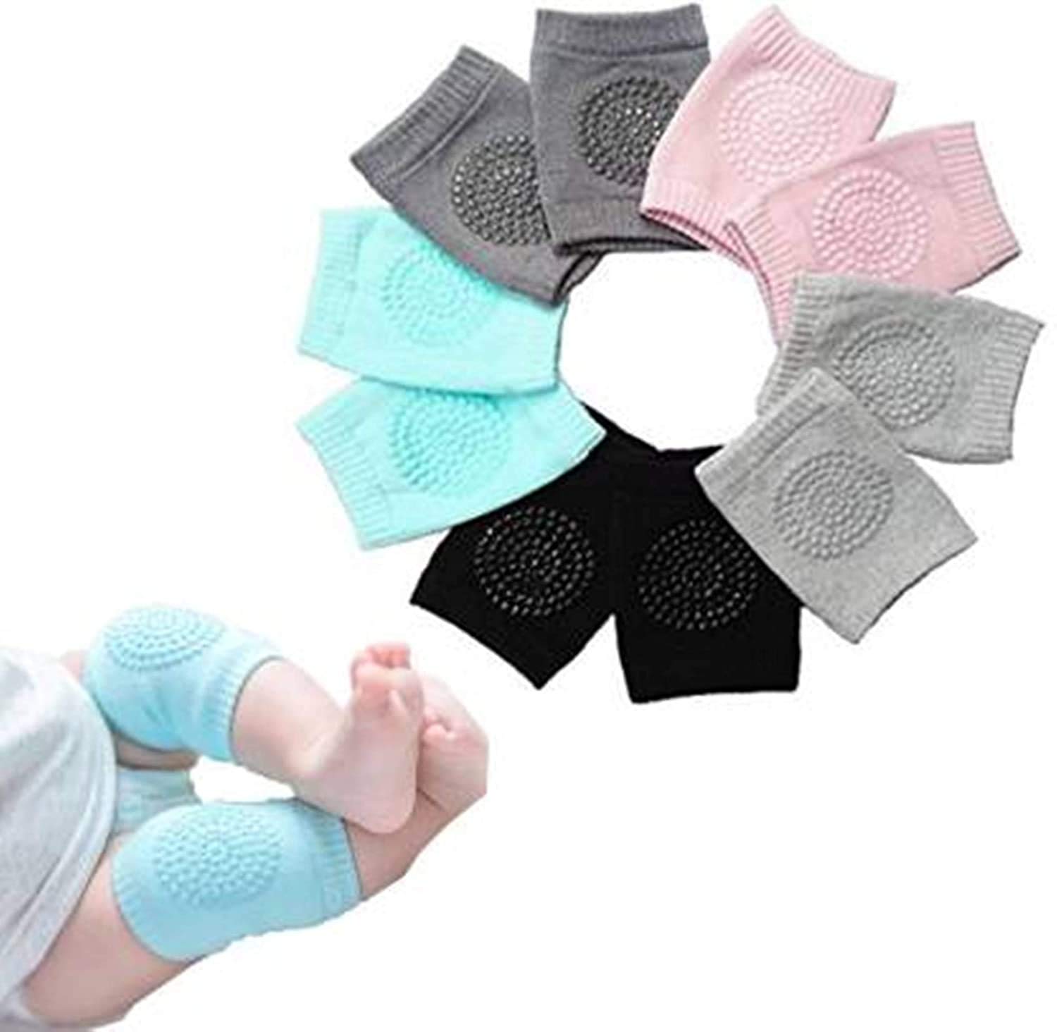Tryone Baby Knee Pads for Crawling, Anti-Slip Padded Stretchable Elastic Cotton Soft Breathable Comfortable Knee Cap Elbow Safety Protector (Multi Color) (Baby Knee Pad)