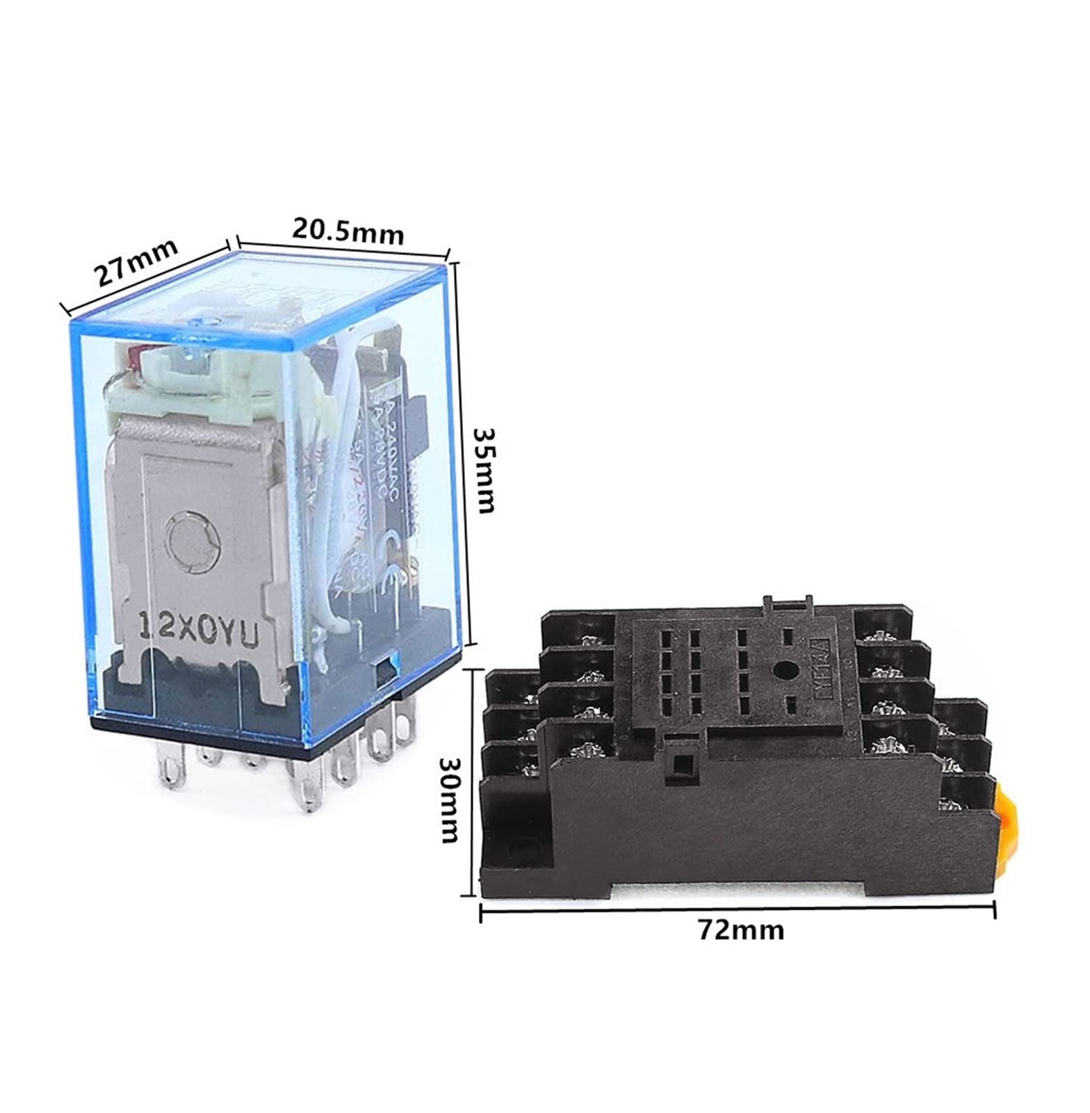 relais 1 0pcs my4n DC12V AC12V DC24V AC24V Spule 5a 4no 4NC LED Indikatorleistung Relais LÄRM Schiene 14 -Pin -Zeitrelais mit Sockelbasis Elektronische Komponenten ( Current Range : DC , Size : 12V )