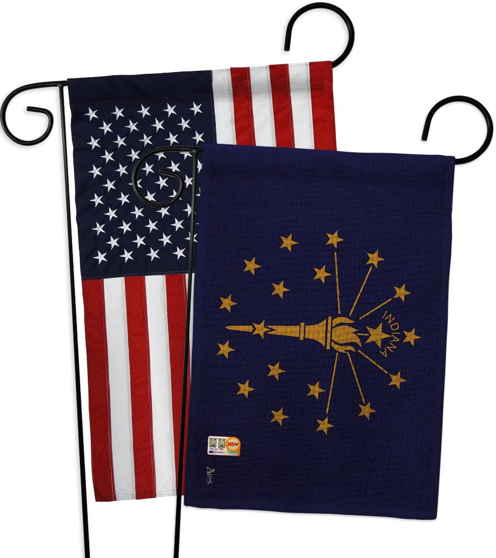 Indiana Garden Flags Pack Americana States USA American Territories Republic Country Particular Area Applique Small Decorative Gift Yard House Banner Made In 13 X 18.5