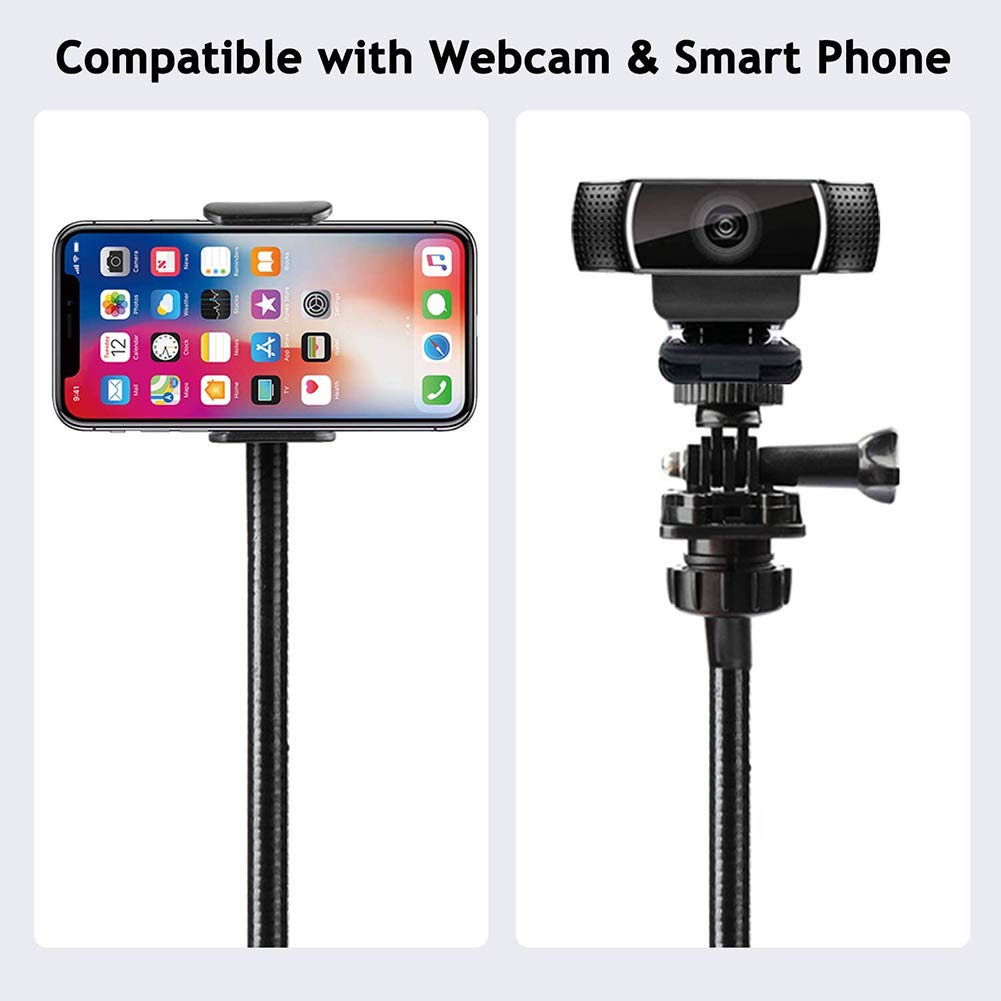 Stojak na telefon z uniwersalną śrubą 1/10.2 cm, klips do leniwego wspornika, elastyczny zacisk 360°, do telefonu i kamery internetowej