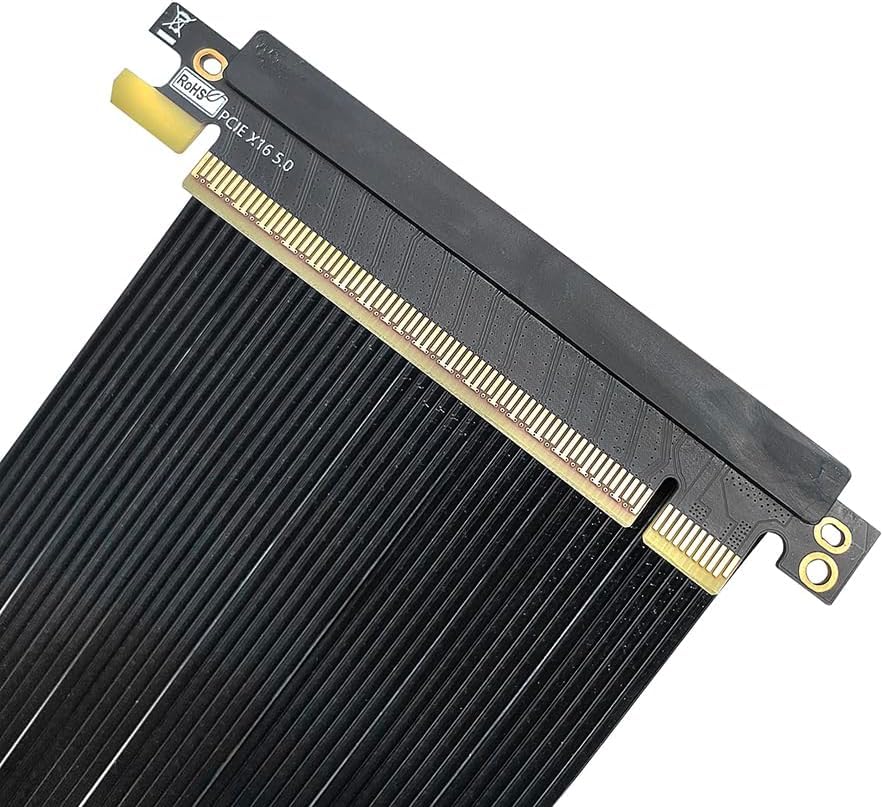 JMT PCIe 5.0 X16 64GB/s Extension Cable Dual-Reverse GPU Adapter Silver-Plated GEN5 High Speed Cable 16AB5 for ITX Small Case (19.5CM)