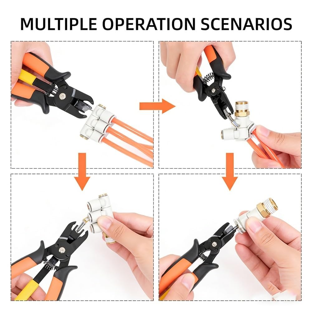 Alicates de desconexión de empuje para conectar, herramienta de extracción de línea de aire para accesorios neumáticos de 1/4 y 5/16 pulgadas, extracción de conector de manguera de aire resistente y
