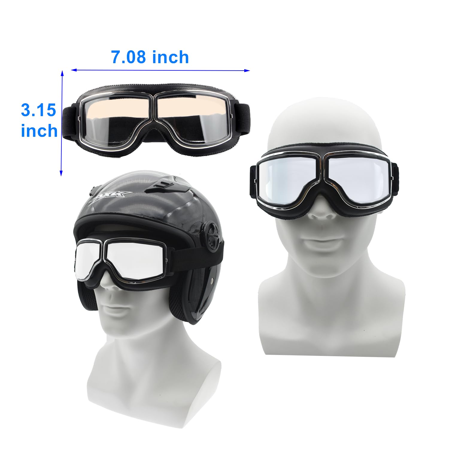 LJDJ Gafas de motocicleta, paquete de 2 gafas vintage antivaho de piel sintética