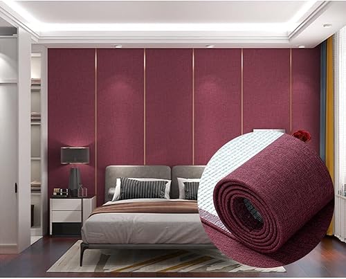 Paneles de pared 3D Tela de lino y espuma XPE de 0.197 in de grosor, impermeable, a prueba de colisiones, papel tapiz autoadhesivo extraíble para