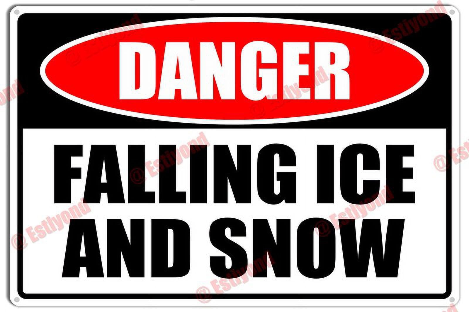 peiyeety Falling Ice and Snow Caution Warning Notice Aluminum Metal Sign 12x16 Inches