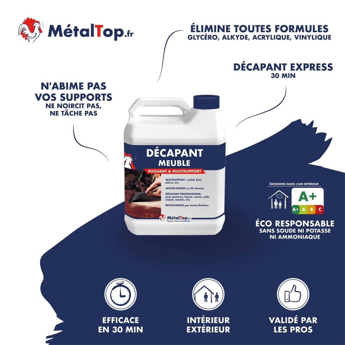 Metaltop - Decapant Meuble - 5 L - Formule gel sans effort, efficace sur vernis et peintures.