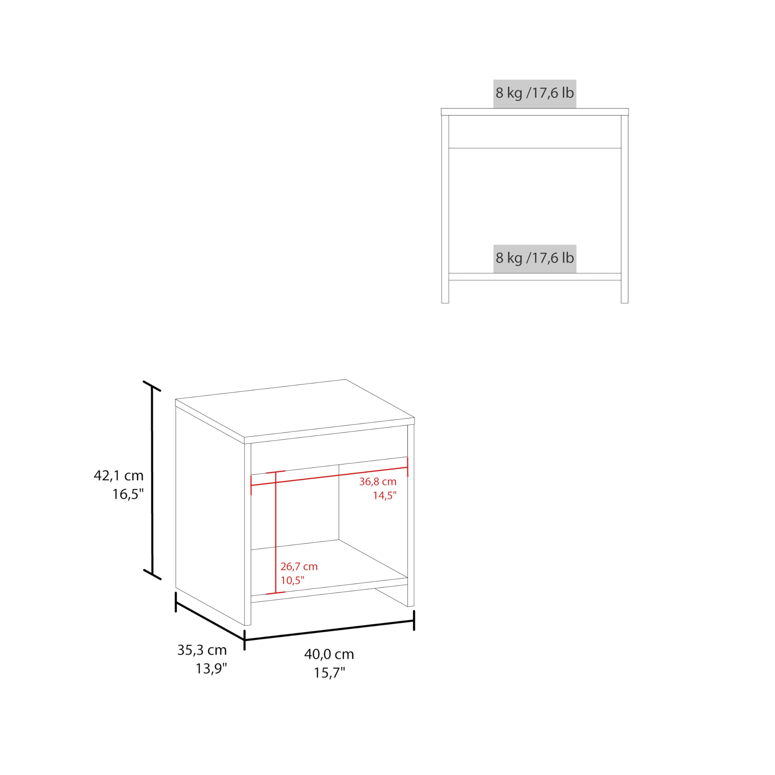 sofutoo Minimalistic Nightstand with Open Shelf - Modern Engineered Wood Design, for Small Spaces, White