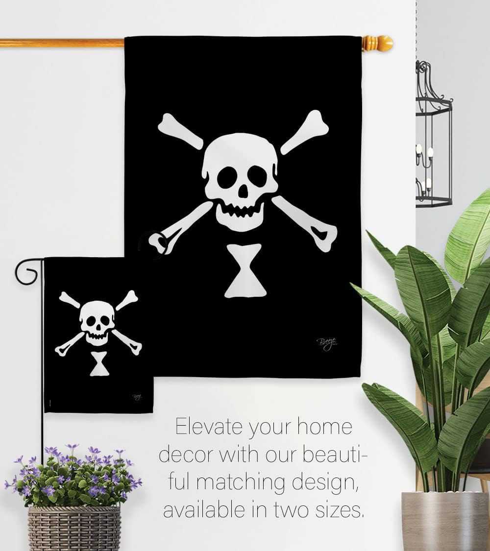 Breeze Decor H107039 Emanuel Wynne Coastal Pirate Decorative Vertical House Flag, 28" x 40", Multicolor