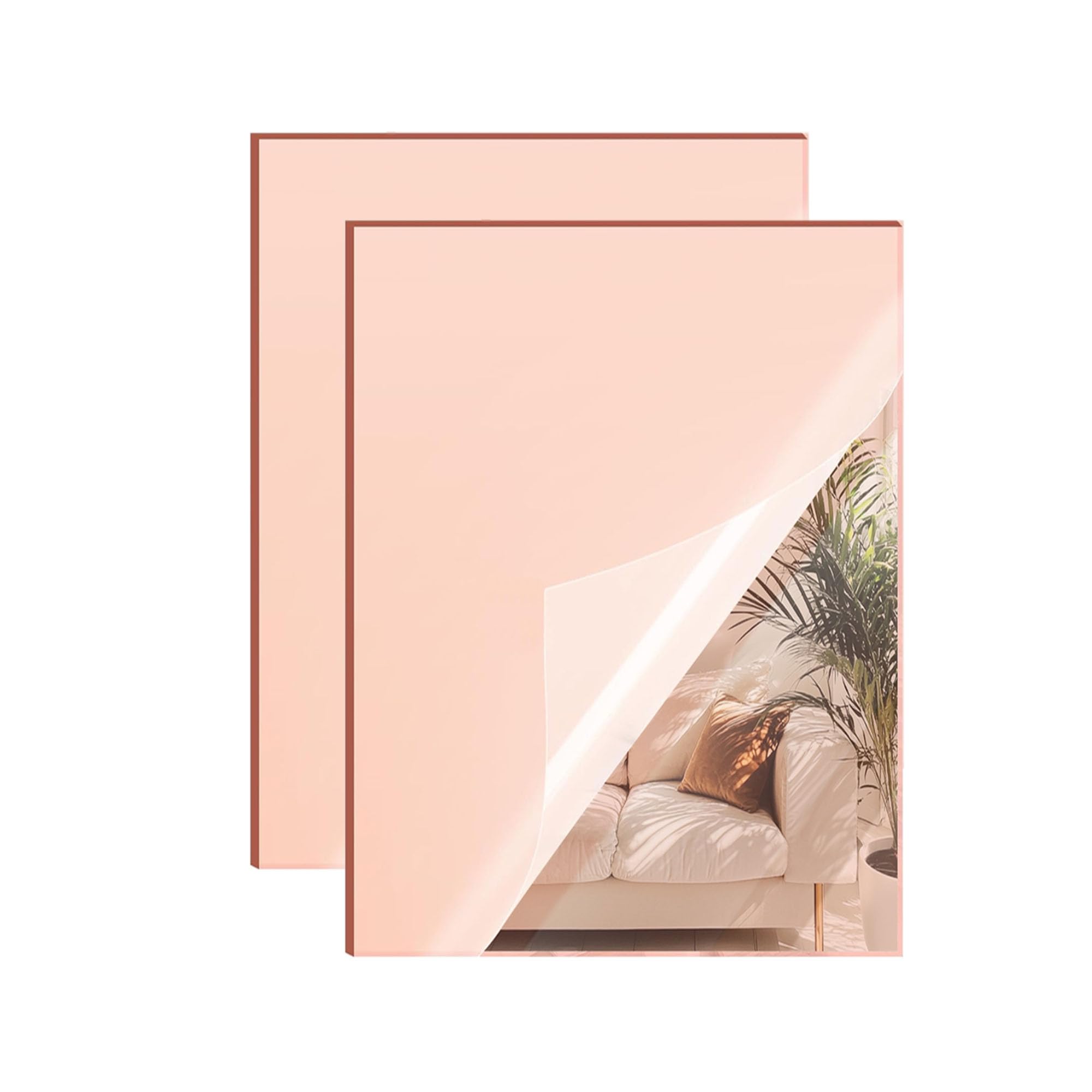 Rose Gold Mirror Acrylic Sheet - 12x16 inches, 2 Pieces | 1/8" Thick, Reflective Mirror Acrylic for Laser Cutting, DIY Crafts, and Home Decorations (30x40 cm)