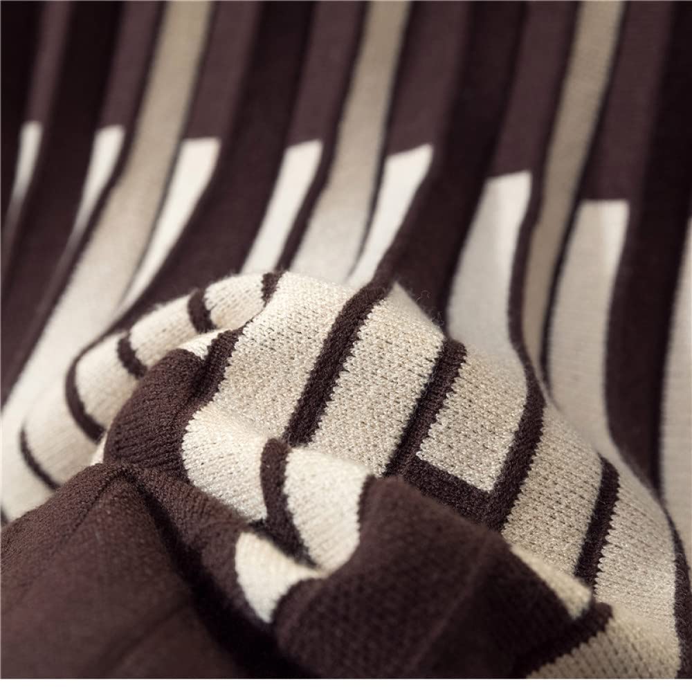 Faldas De Invierno para Mujer, Falda De Punto A Rayas Faldas Plisadas De Café para Mujer Cintura Elástica Midi Elegante Falda De Talle Alto De Una Línea Falda D