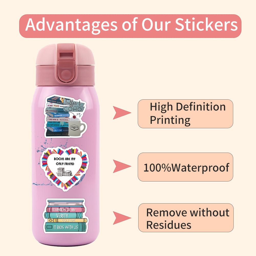 50Pcs Colleen Hoover Stickers Laptop Car Scrapbook Phone Skateboard Suitcase Luggage Bike Colleen Hoover Stickers Vinyl Waterproof Aesthetic Personalised Stickers for Teens Boys Girls Adults - Image 4
