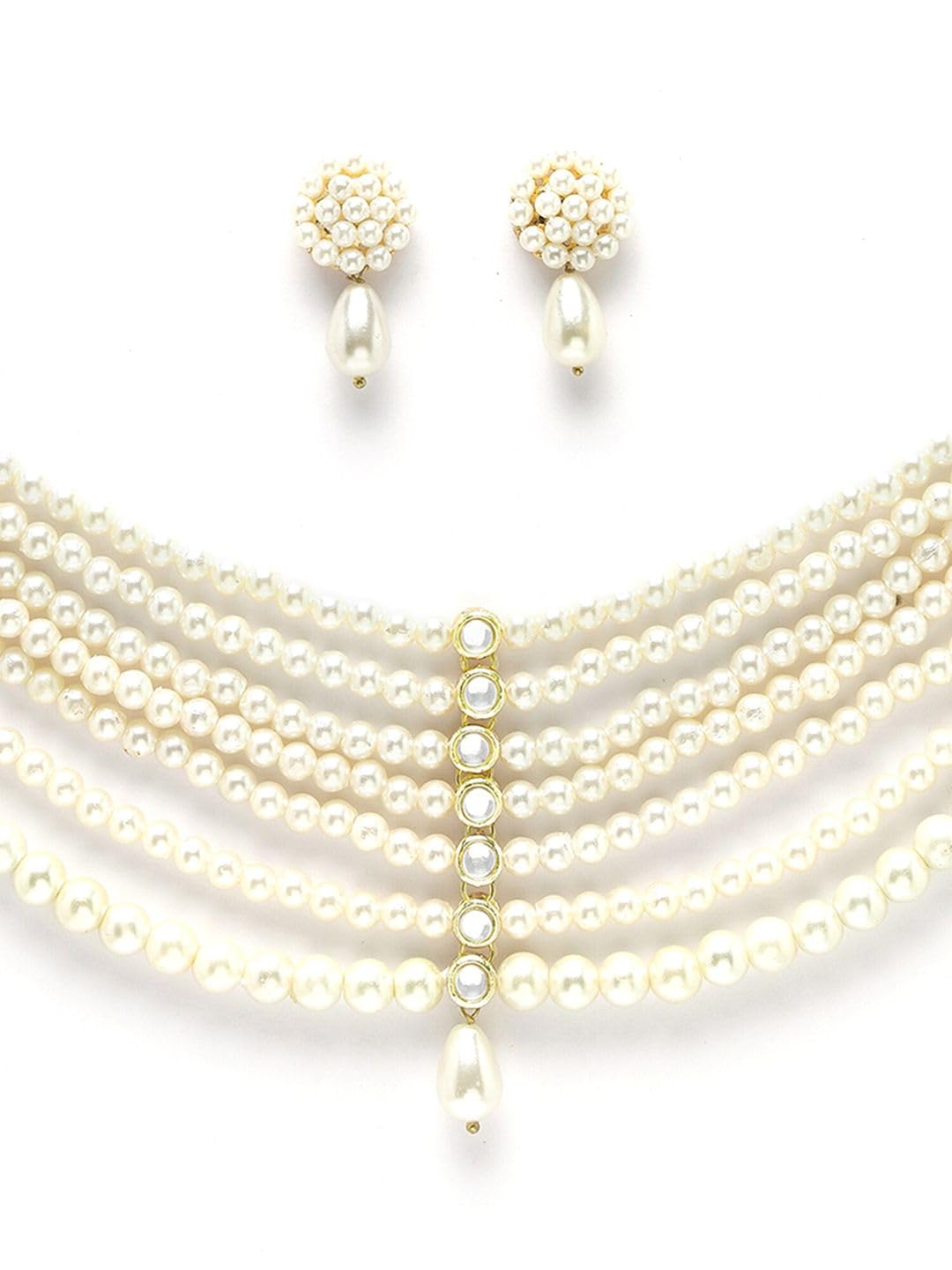 Juego de joyas Kundan original regalo San Valentín latón chapado oro DMZ-695 8