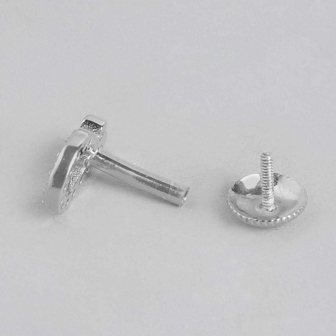 925 Silver CZ Stud Earrings Rhodium Plated Hallmark