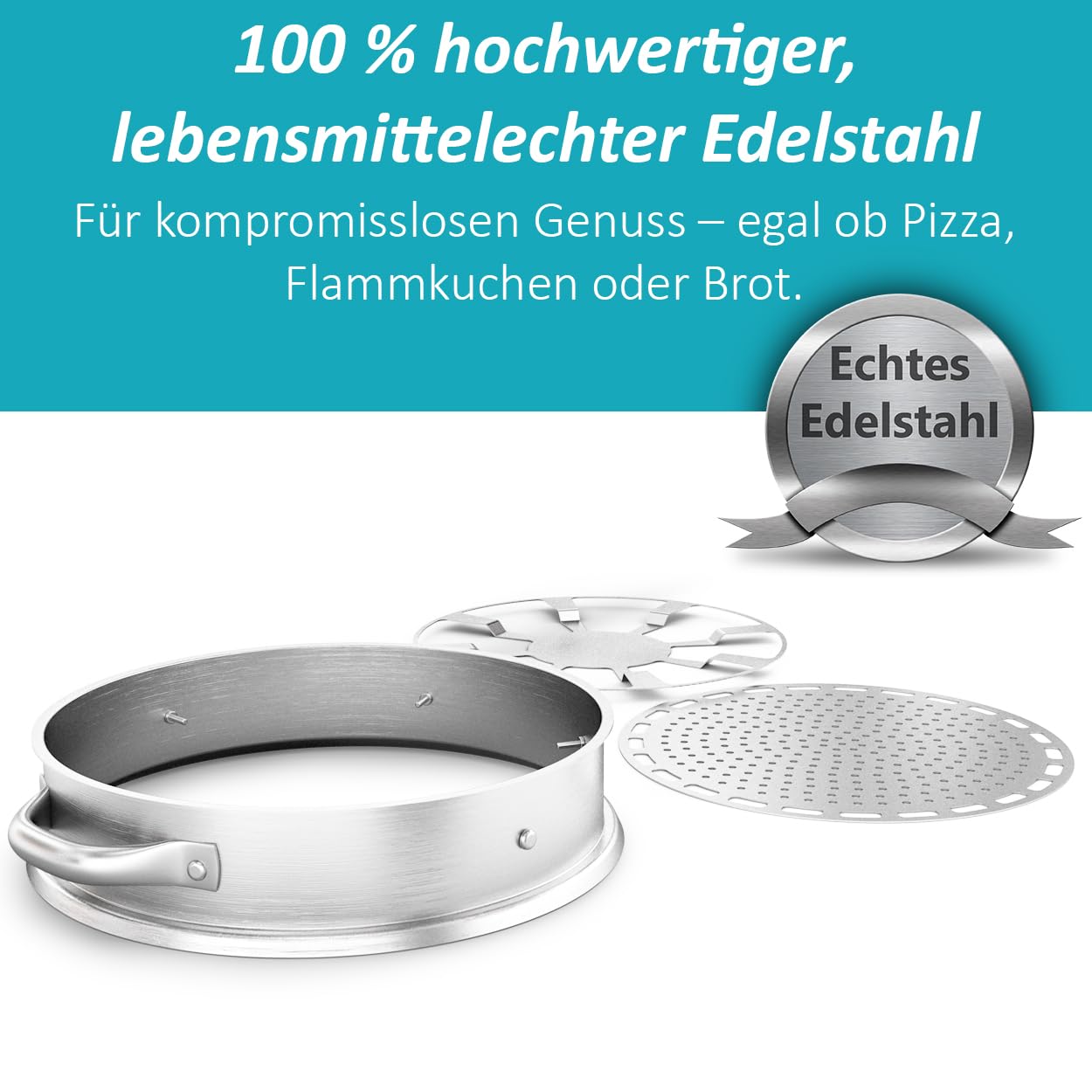 ZauberFry Grille à pizza compatible avec four de camping Omnia, insert de cuisson sur toute la surface en acier inoxydable, convient à un usage alimentaire, pas de trou au milieu, pour pizza, tartes