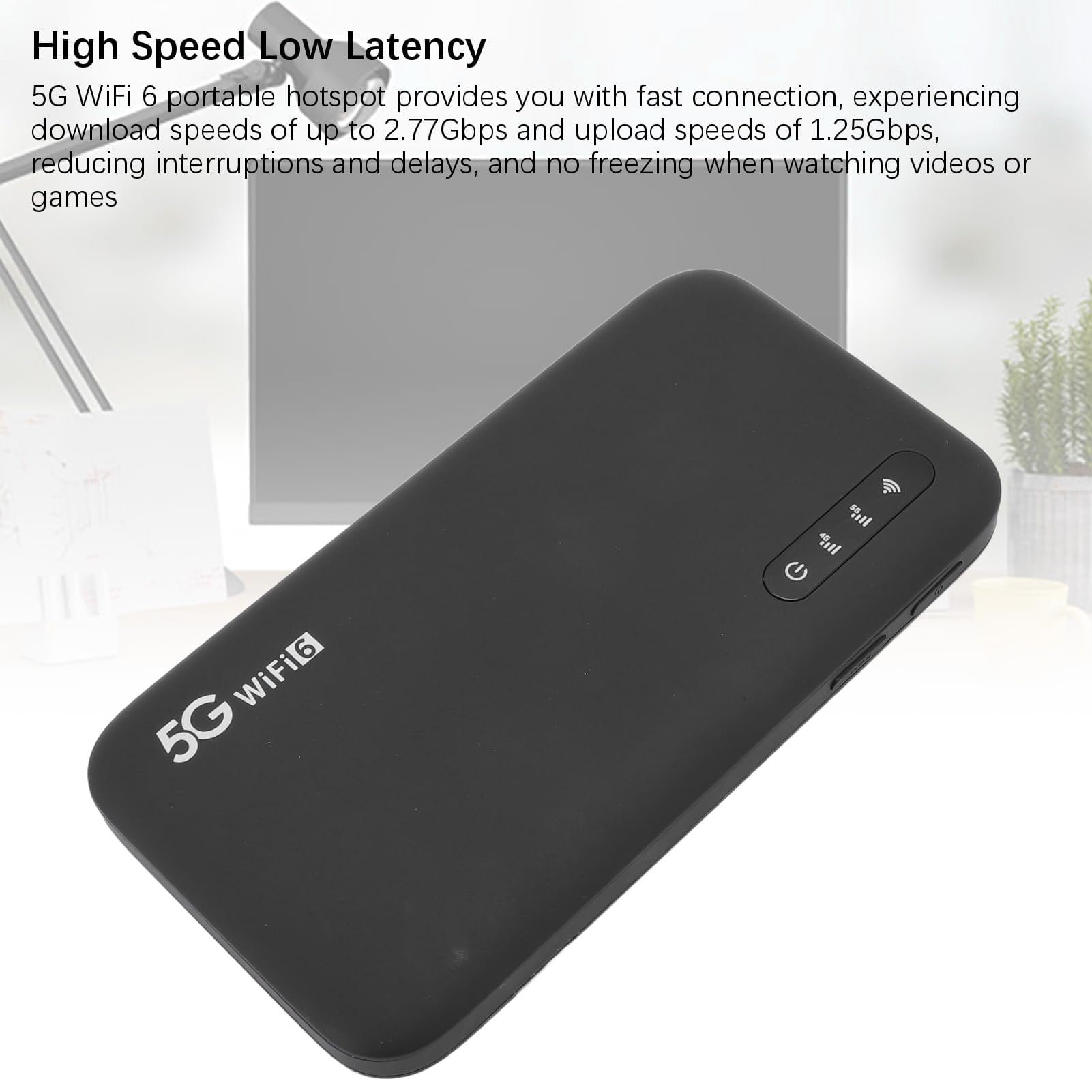 Ejoyous 5G Mobile Hotspot WiFi 6 Router Portatile con Slot per Scheda SIM Fino a 2,77 Gbps Scarica 6100 mAh Batteria IP67 Impermeabile per Viaggi e a Casa