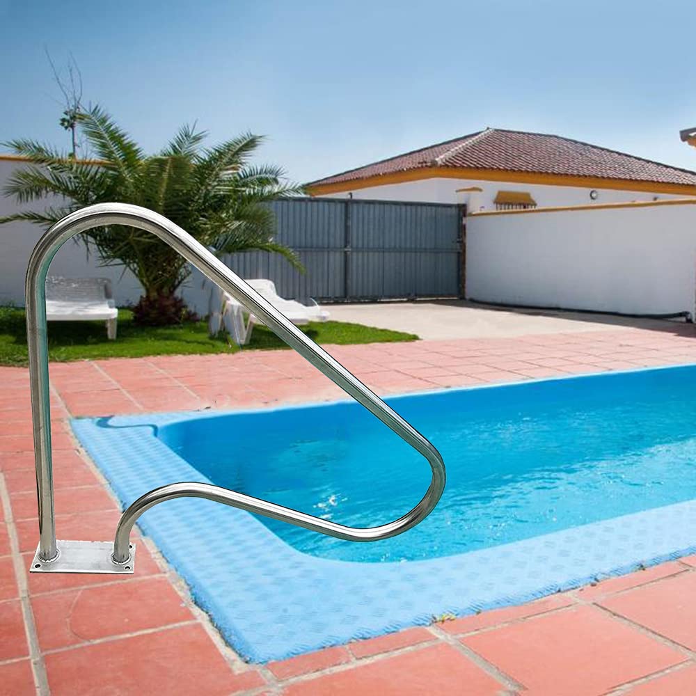 Main Courante de Rampe de Piscine avec Plaque inférieure à Installation Rapide, Main Courante de sécurité pour Spa en Acier Inoxydable 304, échelle de Maintien Parfaite