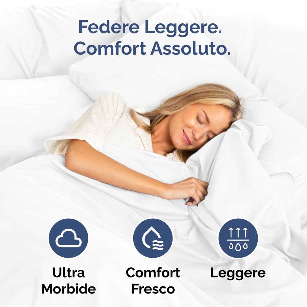 Federa 80x80 Bianco - Set da 2 - Federe in Microfibra di Alta Qualità - Morbide, Confortevoli e Lavabili in Lavatrice - Federa 80x80 per Cuscini, Set 2 Federe Bianco - OEKO-TEX Certificato