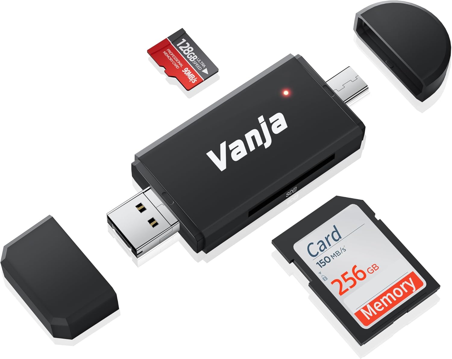 Vanja SD/Micro SD Card Reader, USB Type C Micro USB OTG Adapter and USB