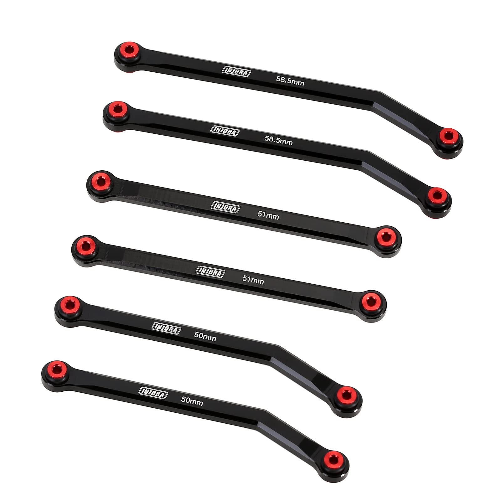 INJORA Collegamenti Alluminio CNC Set di Collegamenti del Telaio ad Alto Gioco per 1/24 RC Crawler LWB 133.7mm Assiale SCX24 C10 JLU Bronco Base Camp（Nero）