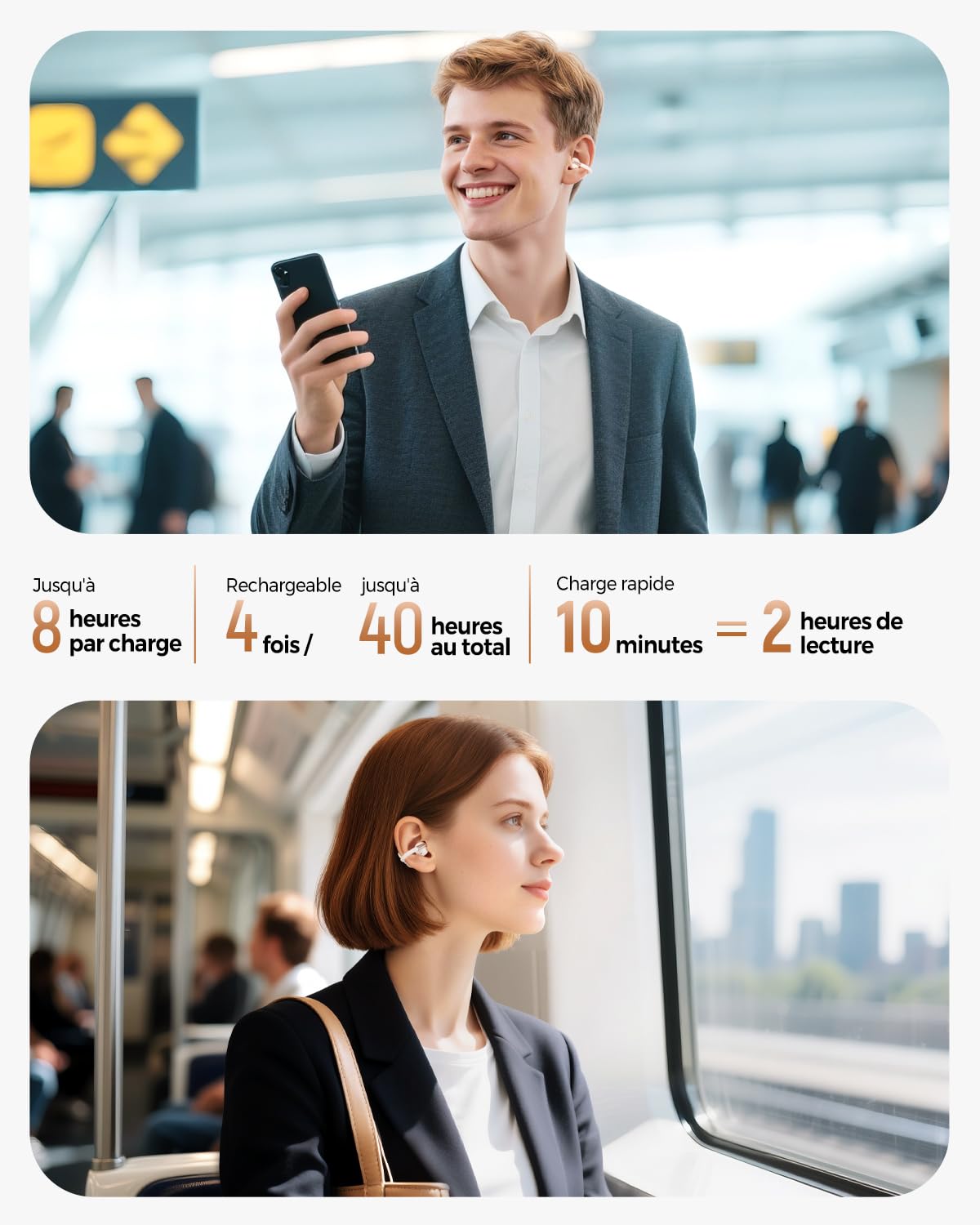 SoundPEATS Clip1 Écouteurs Ouverts à Clipser avec Audio Dolby de qualité supérieure, Pilotes de 12 mm, sécurisés, légers, étanches IPX5, Charge Rapide, jusqu'à 40 Heures de Lecture, Bluetooth 5.4