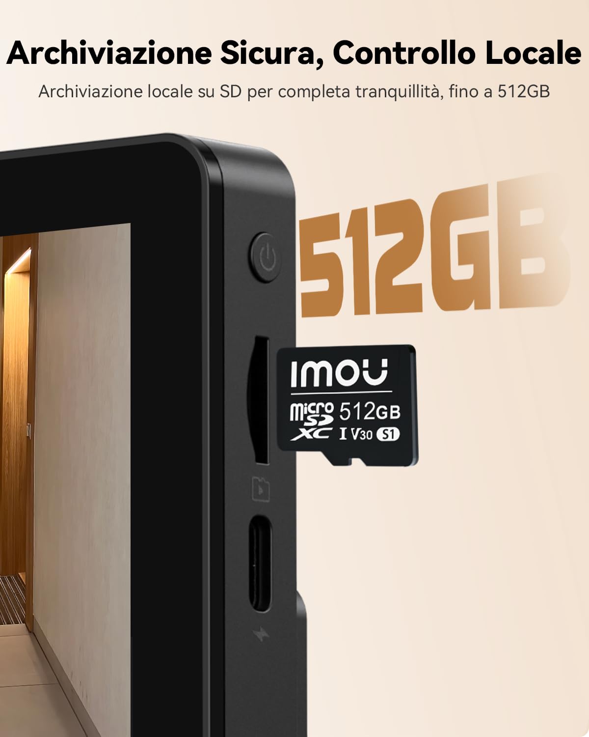 Imou VD1 5MP Spioncino Digitale WiFi con Schermo a Colori da 4,3", Videocitofono 3K, Campo Visivo 149°, Rilevamento Umano, 24/7 Registrazione, 4800 mAh Batteria, Protezione della Privacy, 2.4/5 GHz