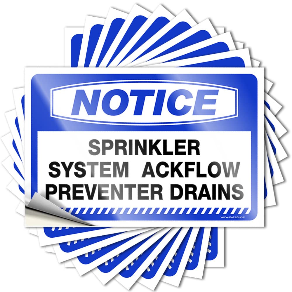 Notice Sprinkler System Backflow Preventer Drains Summer Basement Decor - Lettering Sticker Bottle Removable Vinyl Decal(6X9CM)