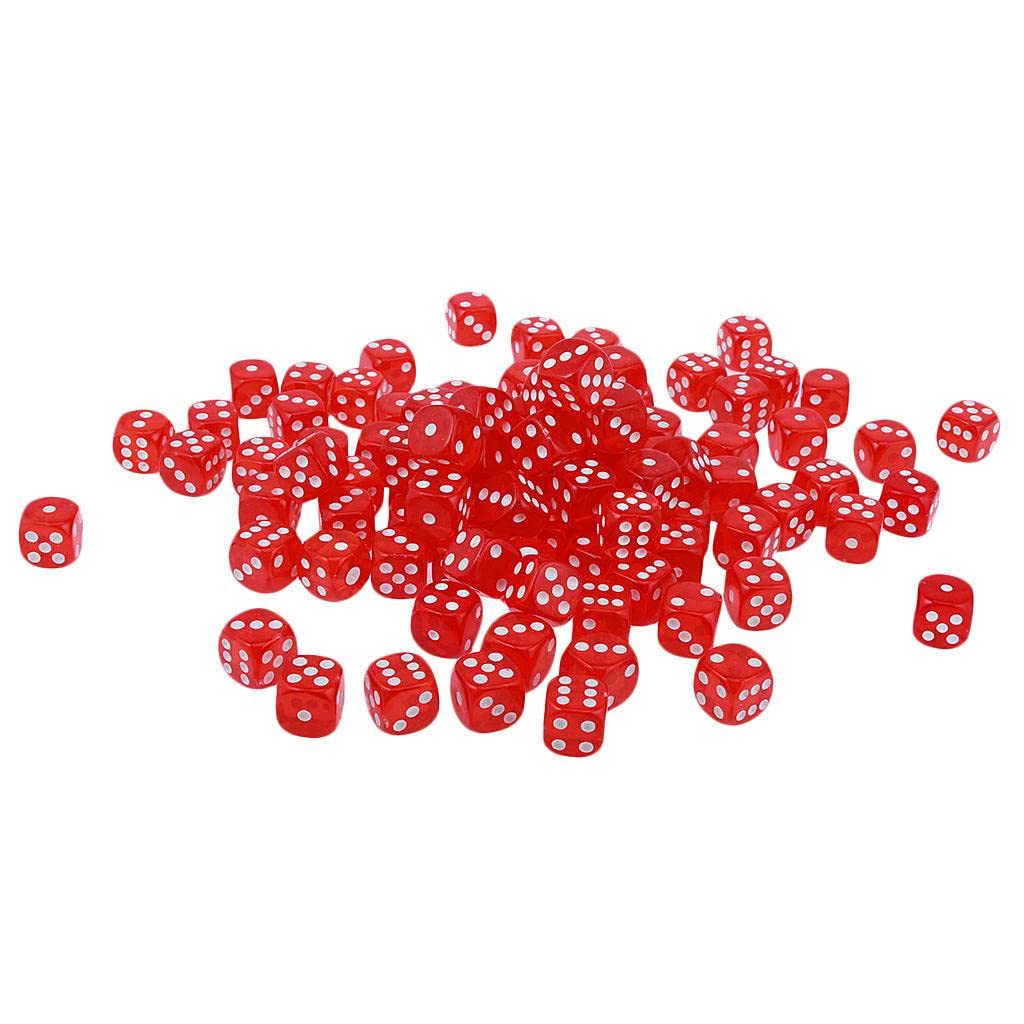 100 Dados de Seis Caras (D6) para Juegos de Fiesta, Rojo