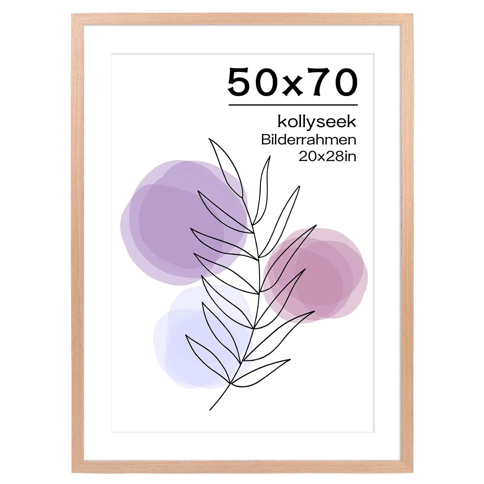 Cadre photo chêne 50x70 bois MDF grand format pour affiche et poster