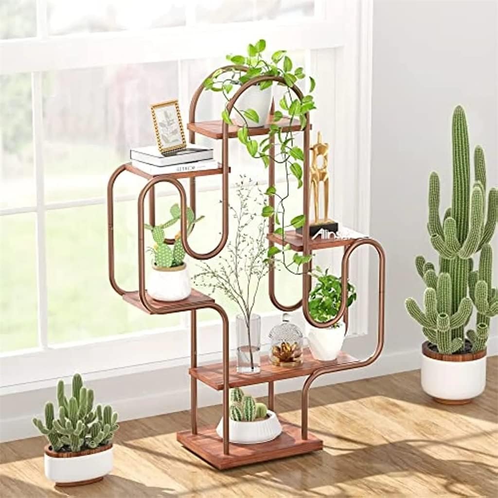 6-Storey Metal Heavy Duty Ladder Rack Multi-Purpose Plant Display Rustic Bookshelf