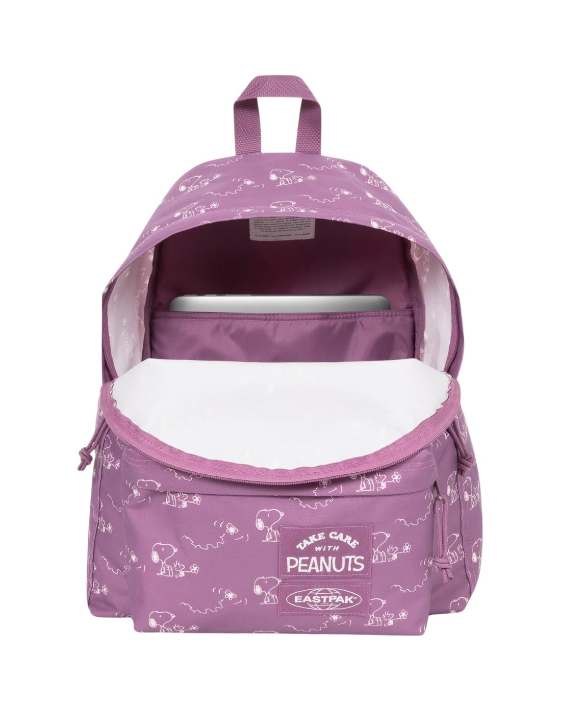 EASTPAK Mochila x Peanuts Modelo Day Pak'r Color Peanuts Pink, con cremallera adicional y porta portátil 13.3