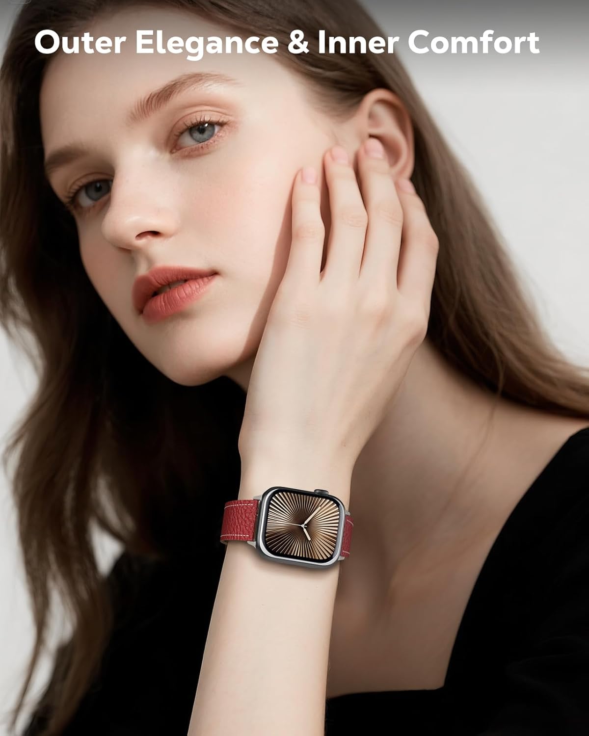 Magnetic Leather Band Compatible with Apple Watch Band Ultra3/2/1 49mm/Series 11/10/9/8/7/6/5/4/3/2/1/SE3/SE2/SE 46/45/44/42/41/40/38mm, Top Grain Leather Replacement Strap for Women Men - Image 7