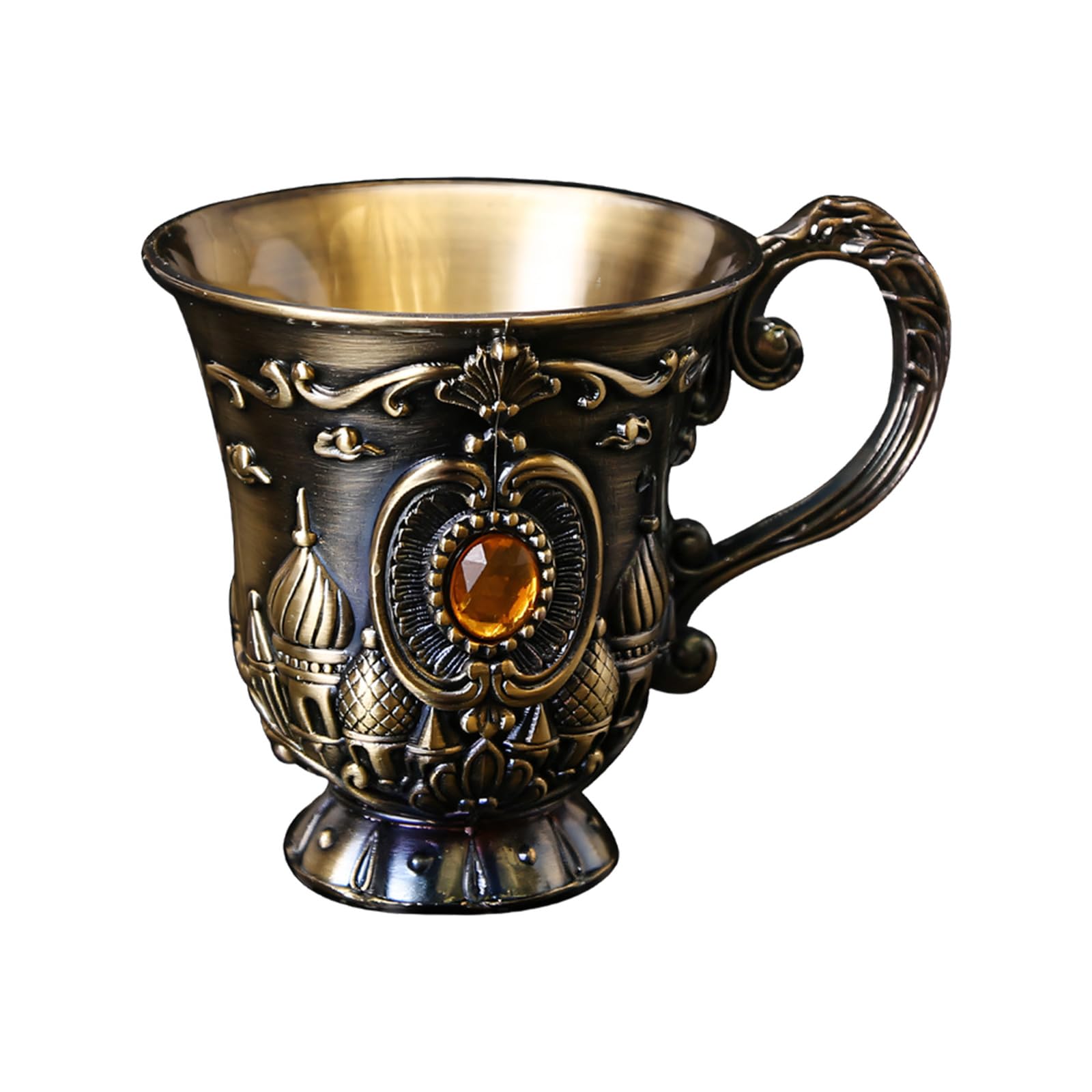 ZEPFJHE Classical Antique Metal Chalices Goblet with Handle Retro Engraving Small Shot Glass Wine Cup for Parties and Collectors Drinking Goblet
