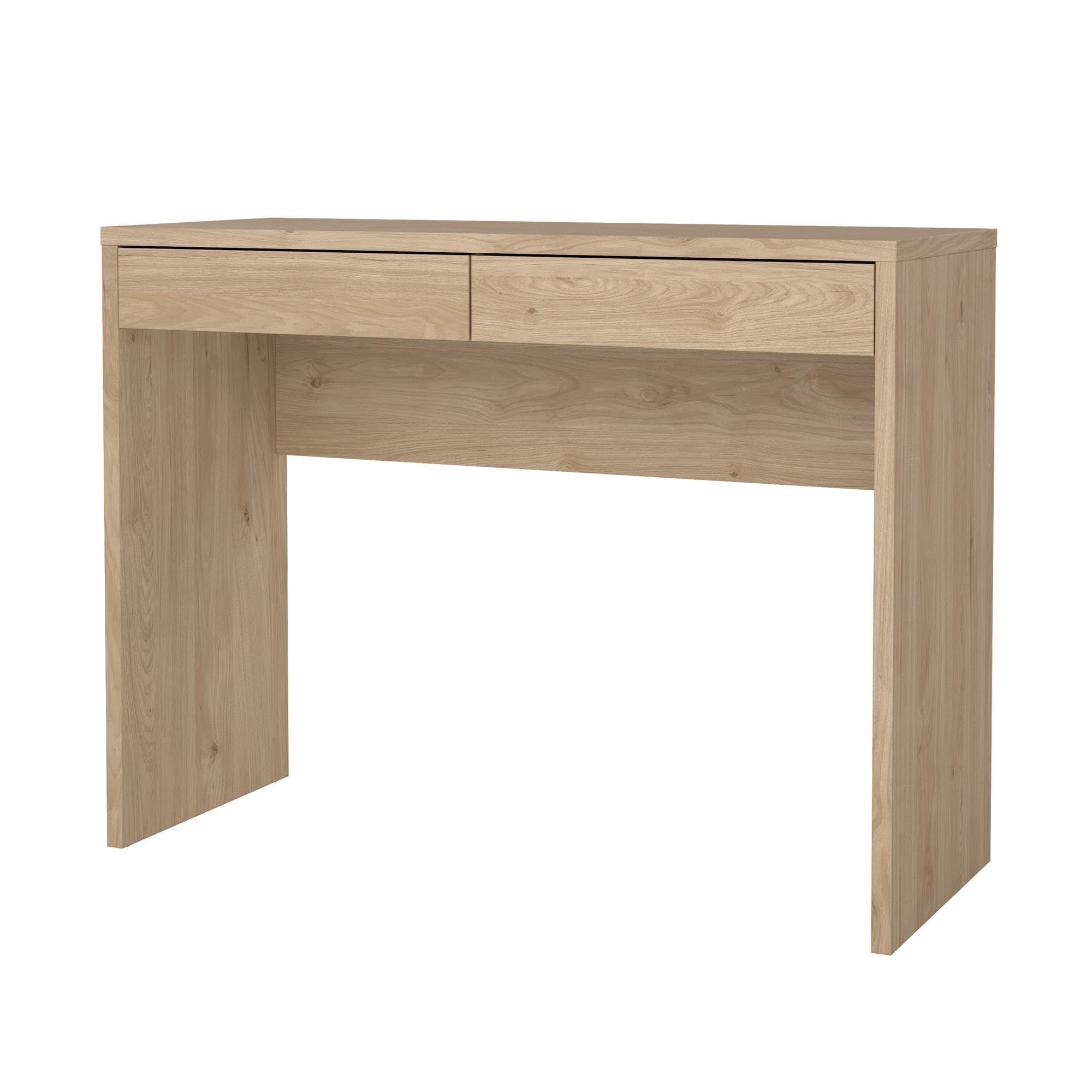 Mesa Escritorio de Estudio Jucar Oak con 2 Cajones, Color Roble, 101 x 40 x 77 cm