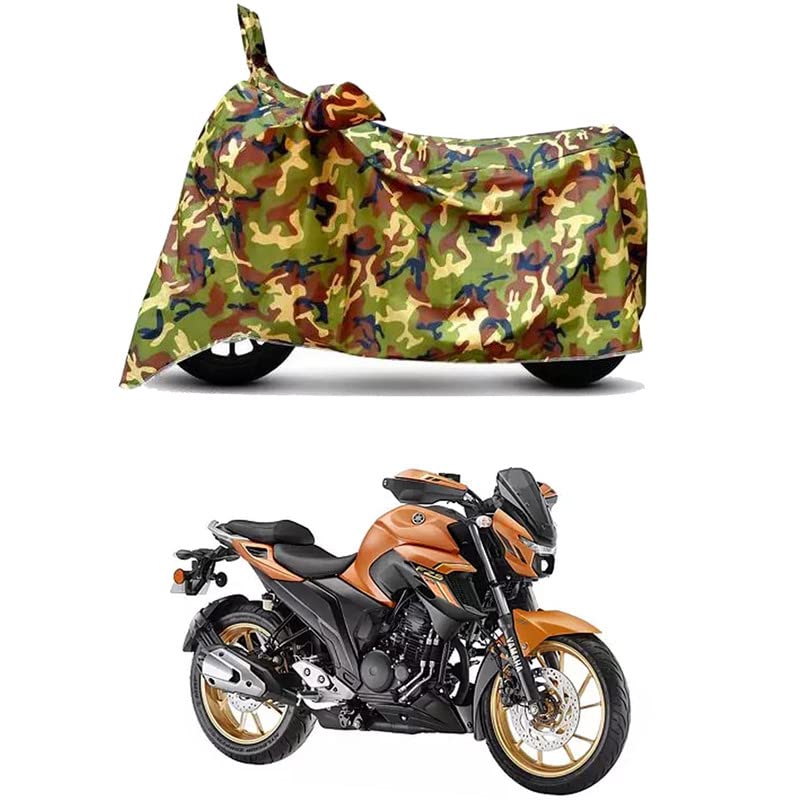 Image of Waterproof 100% PVC Coated Full Bike Scooty Two Wheeler Body Cover Compatible for Yamaha FZS 25 STD /UV-Rays /Heat Protection /Birds Dropping /Scratchproof /Dust Proof [6X6 Jungle Print]