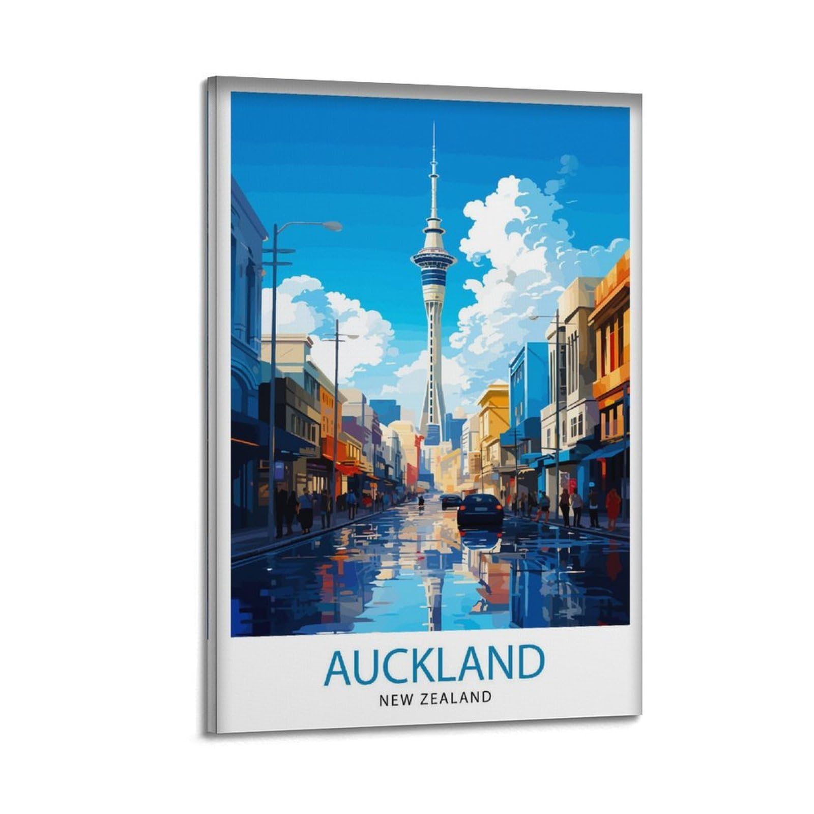 xiaoxiaoshen Auckland New Zealand Travel Vibrant City Skyline Ative_5 Canvas Poster Wall Art Prints Room Aesthetic Murals Bedroom And Living Decorations 16x24inch(40x60cm)