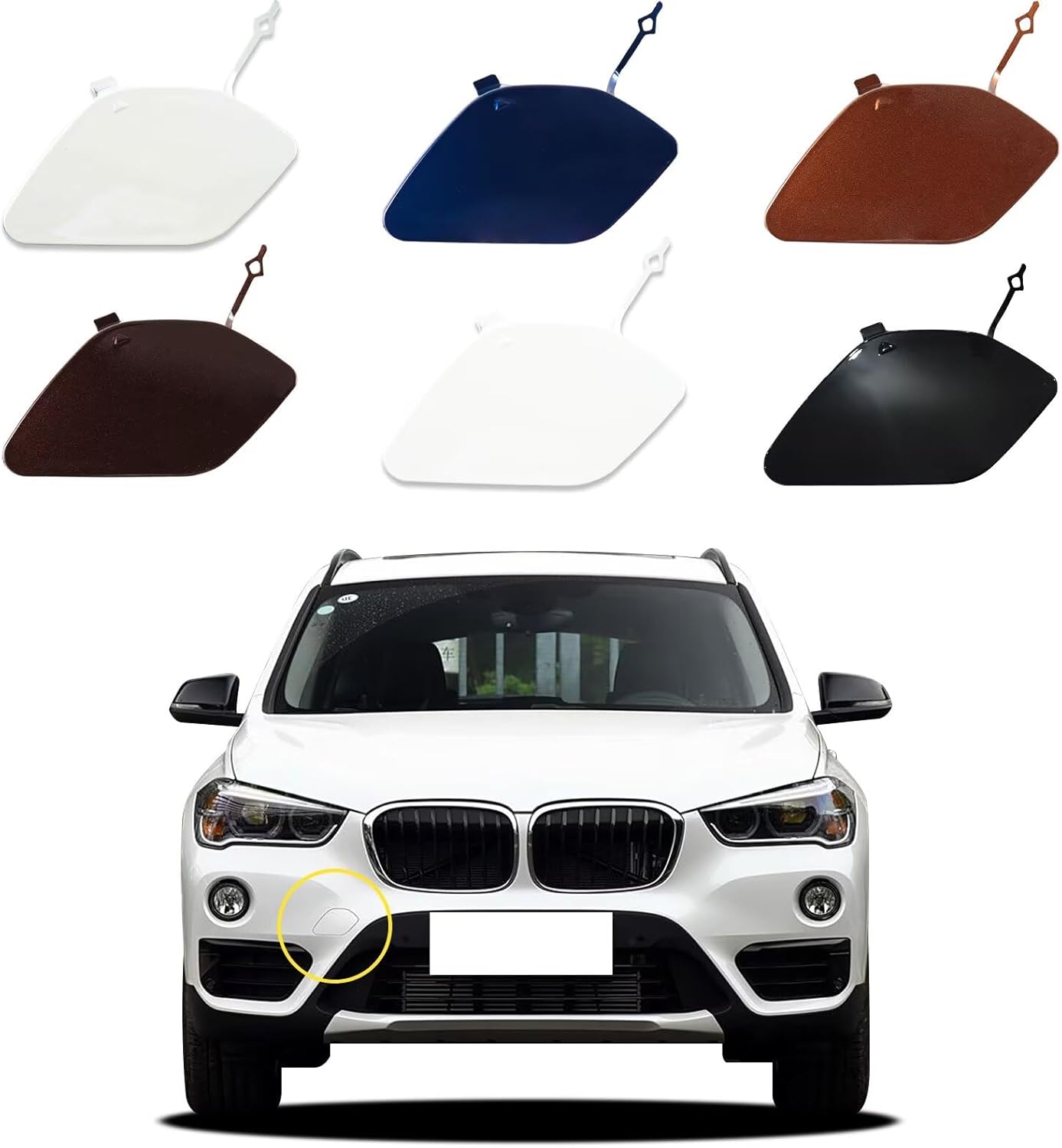 Car Front Bumper Tow Hook Cover Compatible with BMW X1 F48 18dx SAV 2016 2017 2018 2019 51137361220 Small Lid Towing Eye Cap