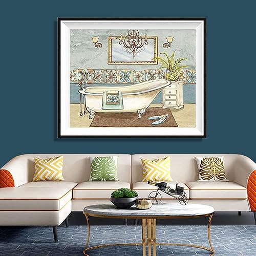 Miniatura 3 de YEEIFFD Kit de pintura de diamante para bañera de baño 5D para adultos, taladro redondo completo con diamantes de imitación, pintura de diamantes de