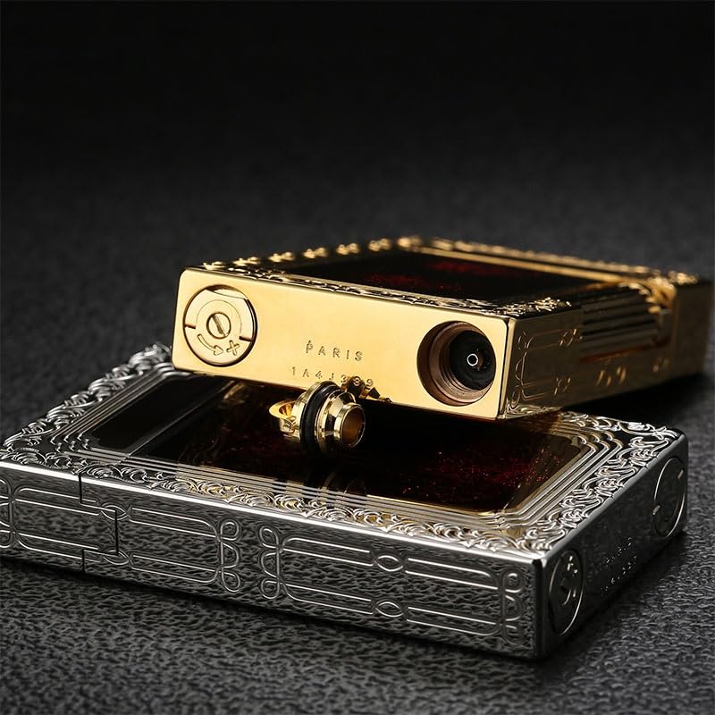 Encendedor retro de cobre con llama de butano dorado miniatura 6