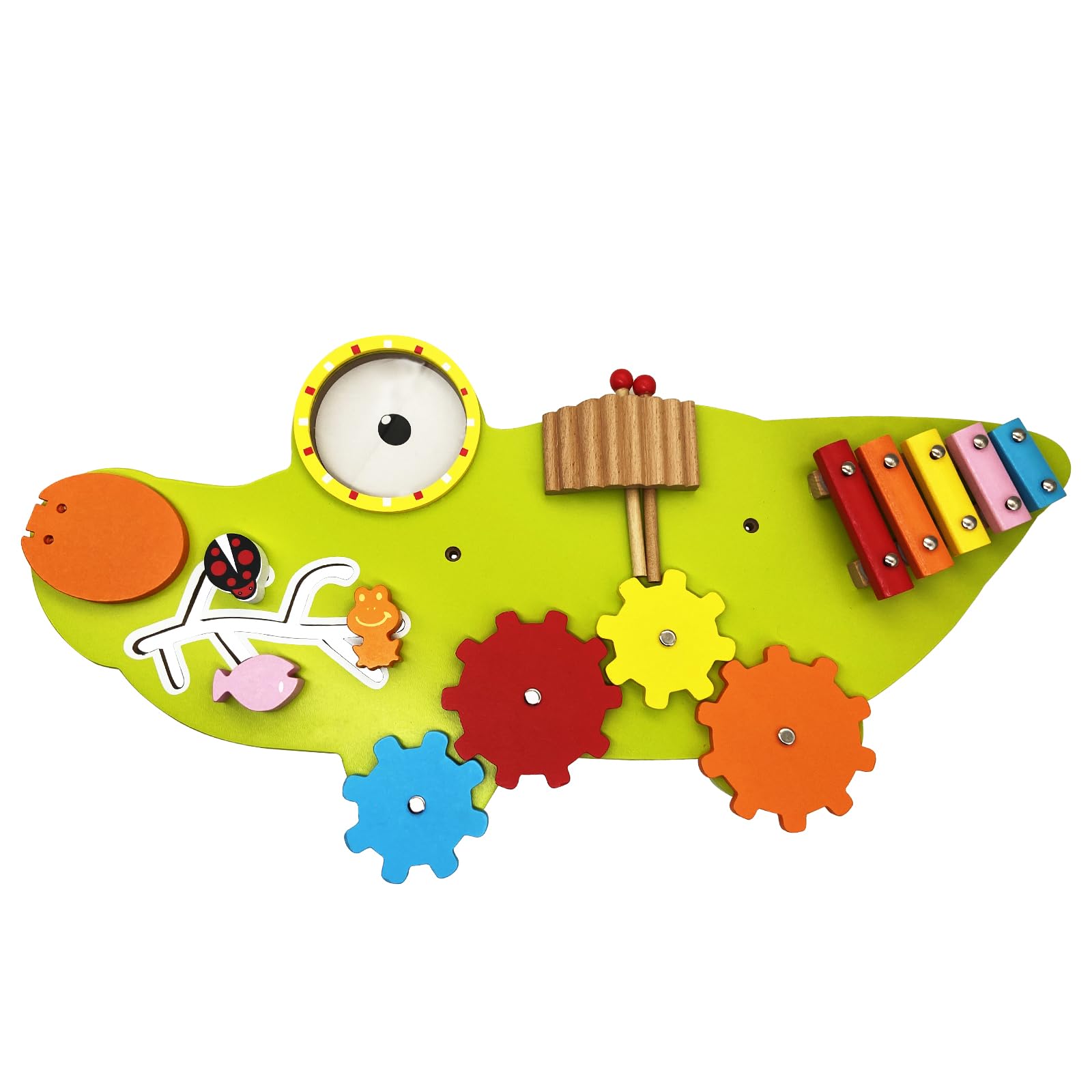 Crocodile Activity Wall Panels - Toddler Learning Activity Center - Easy-to-Install Wall-Mounted Interactive Busy Board - Promotes Early Education, Hand-Eye Coordination, Sensory Exploration